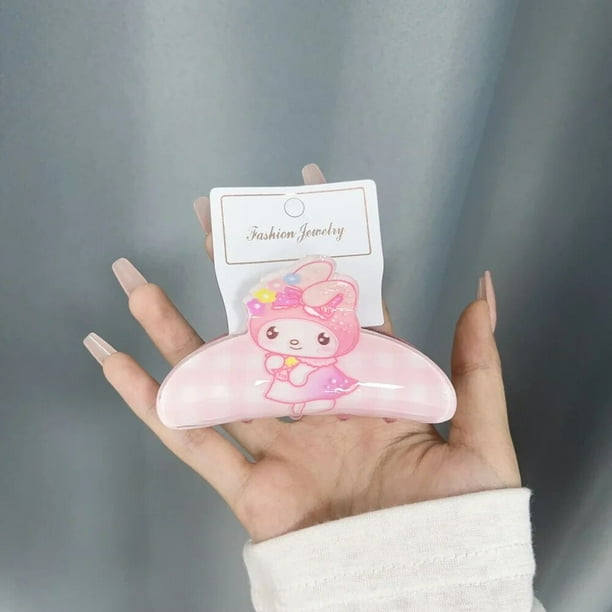 Sanrio-horquilla de Hello Kitty de Anime, KTM de dibujos animados con dulce vestido de niña en el lado del flequillo, horquilla de tiburón, Clip para la cabeza