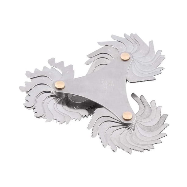 Medidor de paso de tornillo de acero inoxidable, 60 y 55 grados, herramienta de medición métrica + imperial, 51 cuchillas