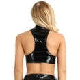 thumbnail image 2 of Women Shiny Leather Tank Top, Glossy PVC Leather, Hot Breast Exposed, Wetlook Latex Vest, 2 of 7