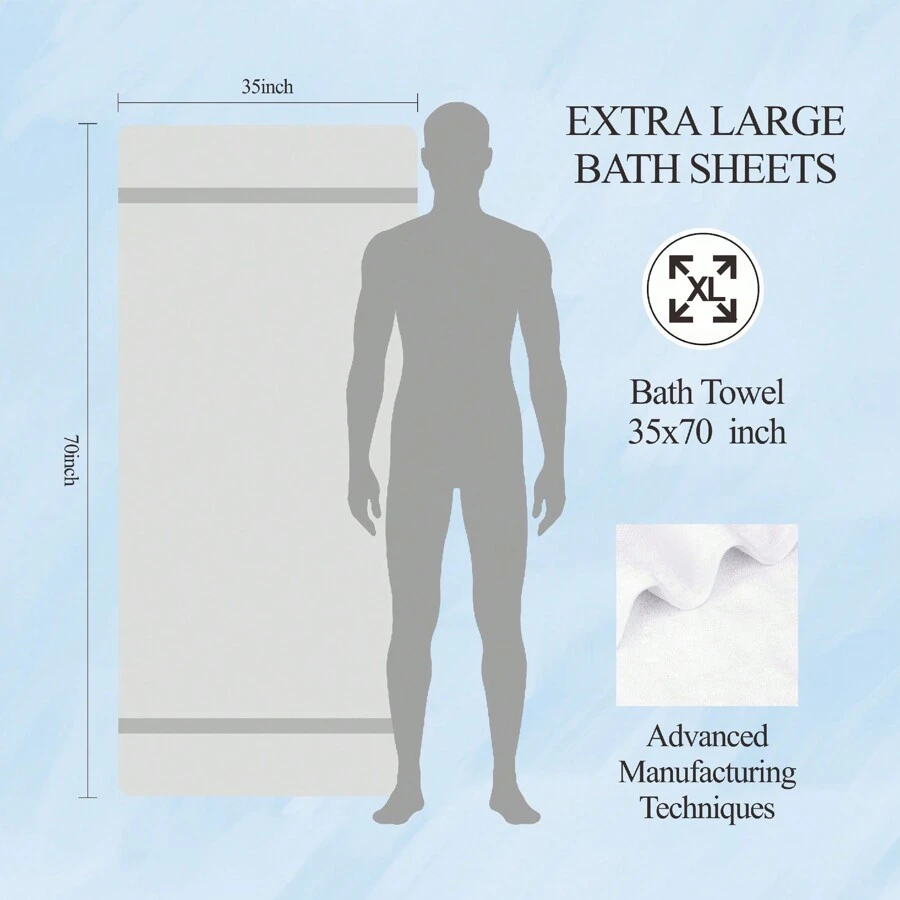 Extra Large Bath Towels (2 Pack) -  35"X70" Ultra Oversize Bath Sheet - 750 GSM 100% Cotton - Super Thicker / Super Soft / Super Absorbent,Use For Spa, Hotel, Beach, Gym, And Home