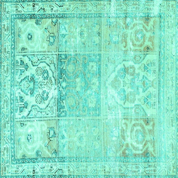 Ahgly Company Indoor Square Persian Turquoise Blue Traditional Area Rugs, 6' Square