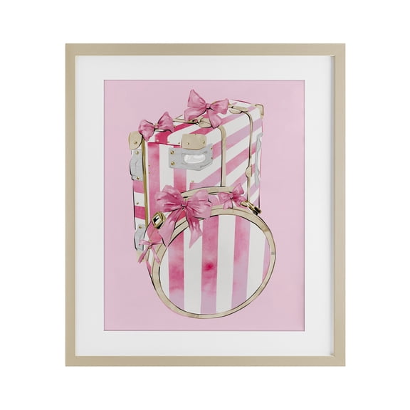 Stupell Industries Glam Pastel Stripe Luggage Birch Framed Print Under Glass, 13 x 16, by Ziwei Li