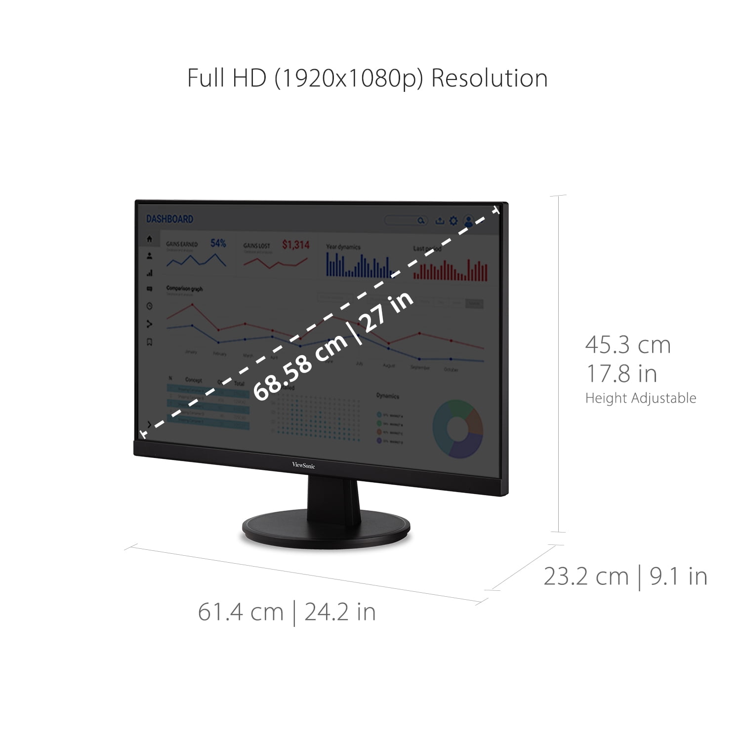 ViewSonic VA2747-MH, 27 1080p MVA Monitor with HDMI and VGA