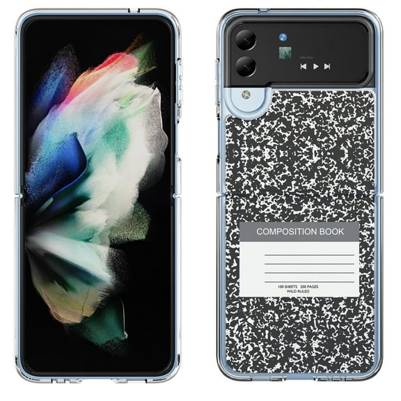 Shockproof Bumper Phone Case for Samsung Galaxy Z Flip 4 5G, by OneToughShield ® - Composition Book