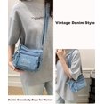 thumbnail image 3 of Sunyuer Women Vintage Washed Denim Mini Crossbody Bag, Cute Cat Embroidery Multi Zipper Pockets Casual Jean Shoulder Purse, Adjustable Strap Lightweight Trendy Daily Messenger Bag, 3 of 8