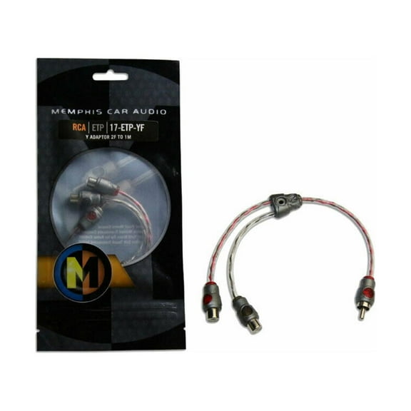 MEMPHIS AUDIO® ETP-YF Y-ADAPTOR 1 MALE TO 2 FEMALE TWISTED RCA CONNECTION CABLE