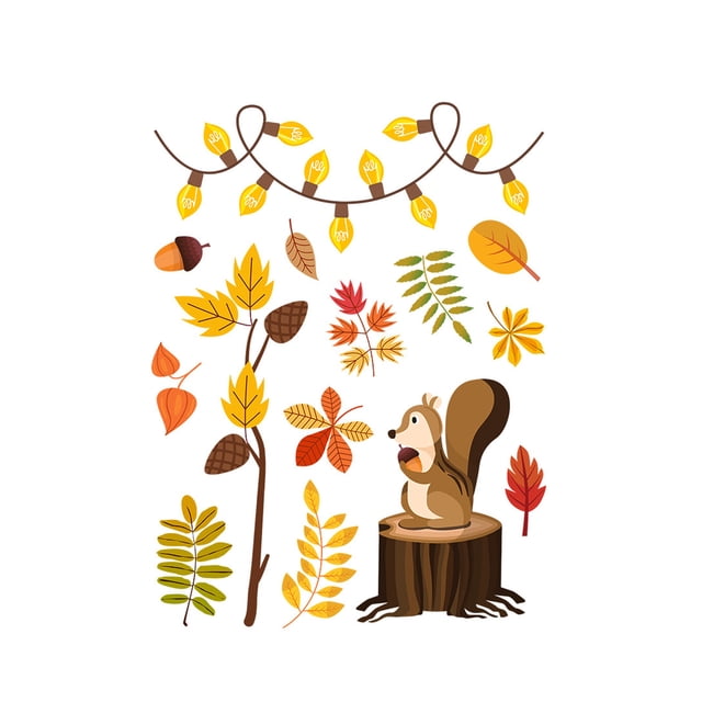 Less Than 5 Stickers Thanksgiving Autumn Maple Leaf Window Stickers Static Window Thanksgiving Party Scene Layout Stickers