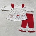 thumbnail image 2 of Venta al por mayor, ropa de Navidad a la moda para niñas, ropa de dormir, conjunto de puntos blancos, pantalones con volantes rojos para niños, conjunto de pijamas para Otoño e Invierno, 2 of 2