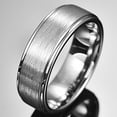 thumbnail image 2 of Silver Tungsten Carbide Ring for Men Brushed Finish Wedding Band Step Edges Comfort Fit Rings, 2 of 5