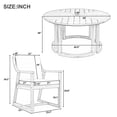 thumbnail image 2 of Harper & Bright Designs Outdoor Dining Set with Chairs for 6, Round Dining Table with Umbrella Hole, Patio Wooden Patio Furniture Set with Removable Cushions for Garden Backyard, Light Teak, 2 of 20