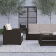 thumbnail image 3 of Merrick Lane 5 Piece Chocolate Brown Faux Rattan Patio Set - 2 Chairs and Sofa with Removable Cushions, Coffee Table and End Table, 3 of 14