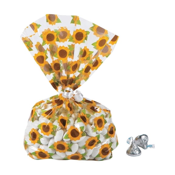 Sunflower Cellophane Bags - Party Supplies - 12 Pieces
