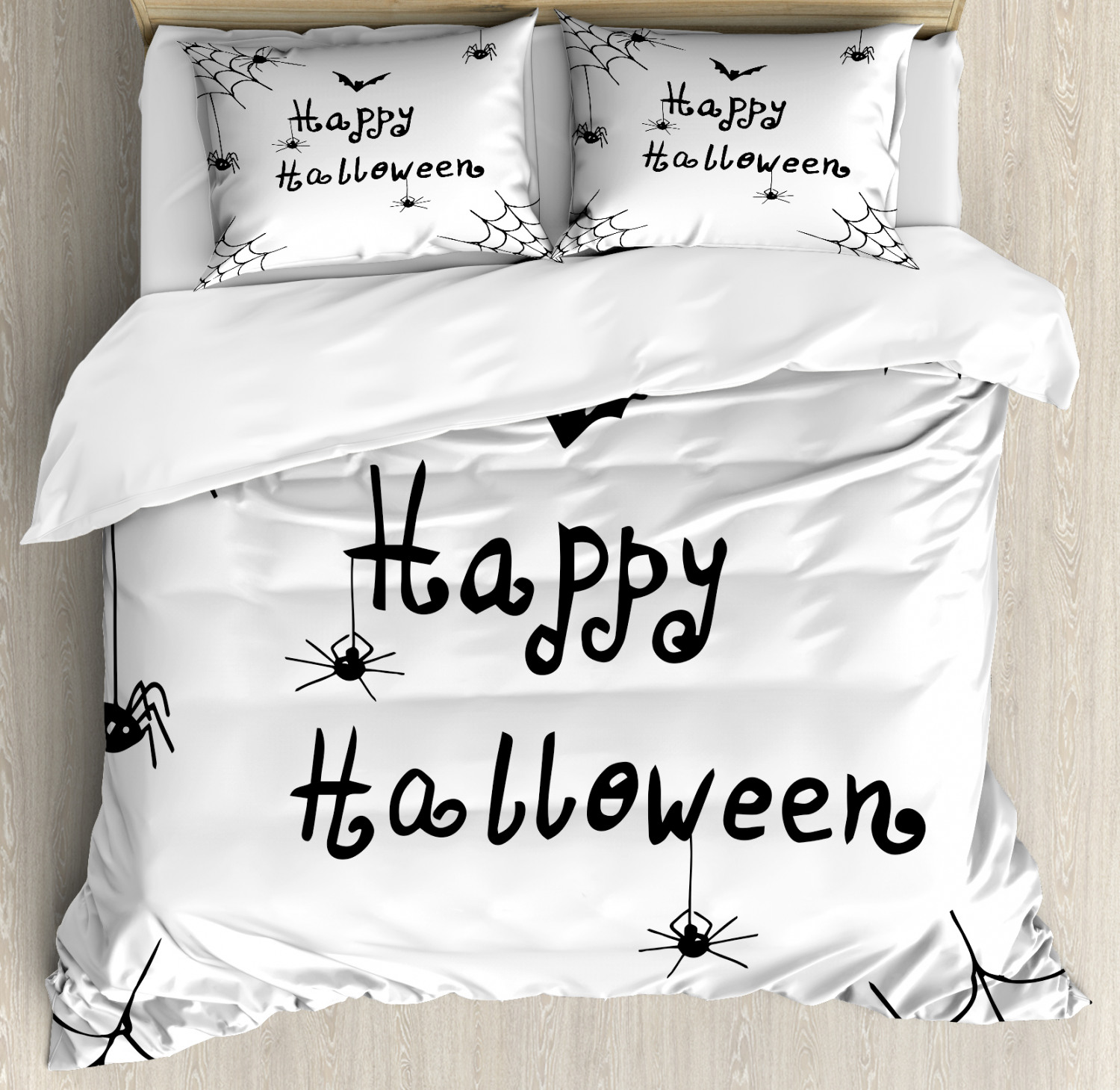 Spider Duvet Cover Set Queen Size, Happy Halloween Celebration