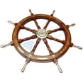 thumbnail image 6 of Nagina International Wood Hand Crafted Anchor Brass Accent Ship Wheel | Maritime Gift Decor (36 Inches), 6 of 6