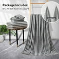 thumbnail image 2 of Jessy Home 4 Pack Dark Gray Bicolor bar Stripe Large Bath Towels Set Oversized Bath Sheet Soft Towel Set, 2 of 8