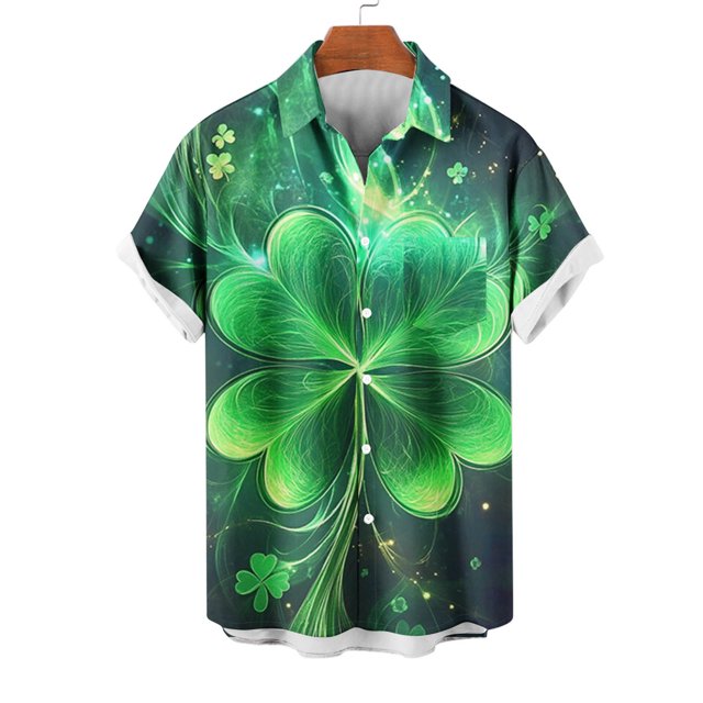 Blusa y camisa de manga corta con cuello vuelto para hombre, blusa informal de moda con cuello vuelto, blusa estampada de manga corta con botones, blusa de poliéster para hombre