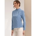 thumbnail image 4 of Blusa elegante de manga larga Allegra K para oficina y trabajo con cuello levantado mujer Gris Azulado S, 4 of 4
