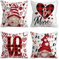 thumbnail image 1 of Housses de Coussin de la Saint-Valentin, Décorations de la Saint-Valentin Housses de Coussin d'Intérieur 16x16 Ensemble de 4 Gnomes à Carreaux Buffalo Rouges, Housses de Coussin Décoratives de la Saint-Valentin pour Canapé Sofa Salon Extérieur, 1 of 5