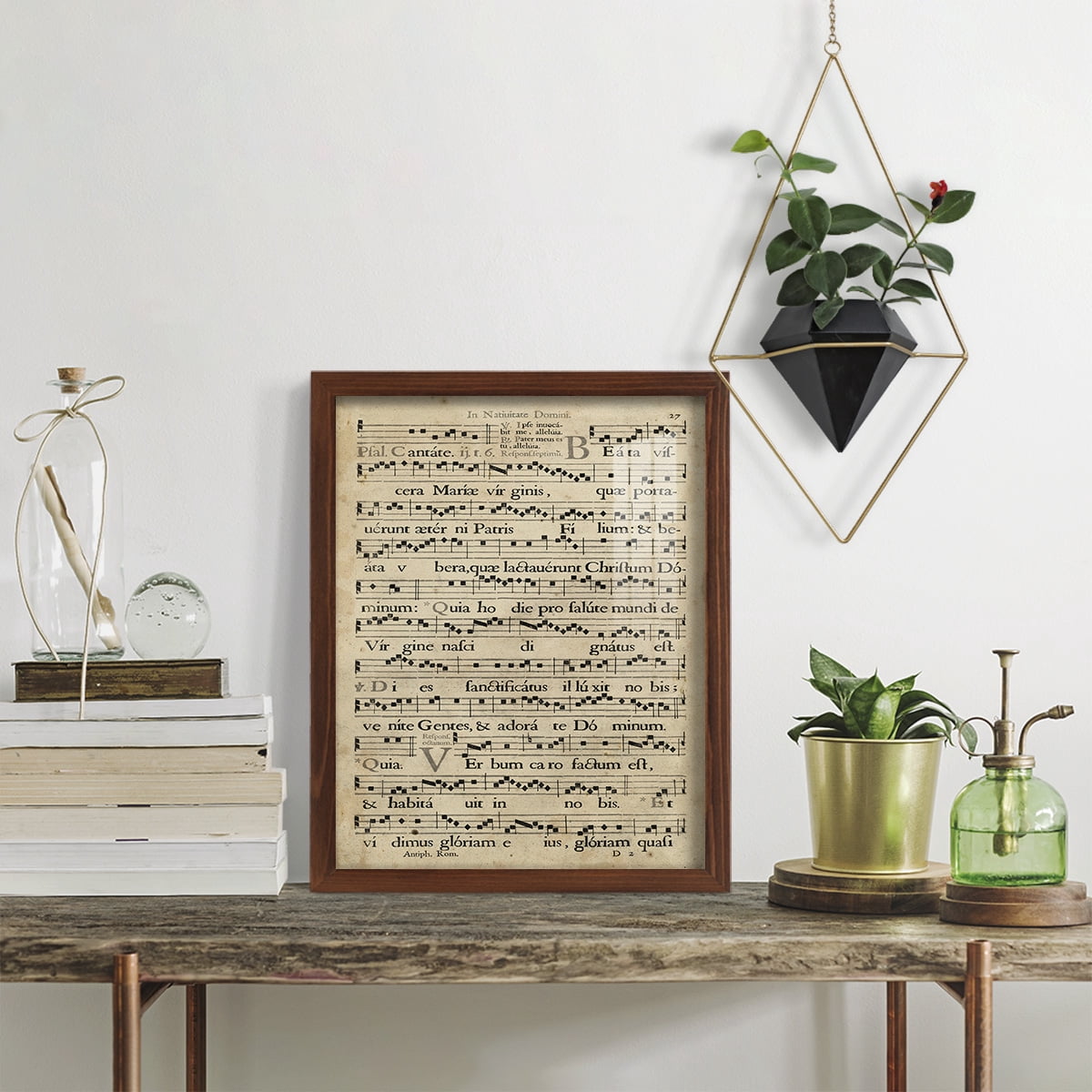 Vellum Songbook IV -Framed Print w/glass-Chestnut