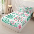 thumbnail image 2 of jejeloiu Minimalist Floral Zipper Twin Comforter Sets with Fitted Sheet and 2 Pillowcases For Girls,Pastel Pattern Zipper Bedding Set,White Pink Green,Reversible,4-Piece, 2 of 7