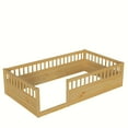 thumbnail image 3 of DreamBuck Twin Floor Bed with High Fence, Wood Montessori Bed for Girls, Boys, Montessori Floor Bed, Twin Floor Bed without Slats, Floor Bed Frame for Bedroom, Playroom, Easy Assembly, 3 of 9