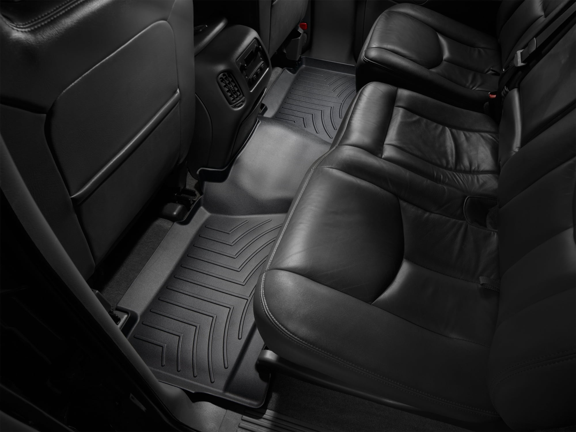 WeatherTech Custom Fit FloorLiners compatible with Avalanche, Escalade ESV, Escalade EXT, Suburban, Silverado, Sierra - 2nd Row, Black