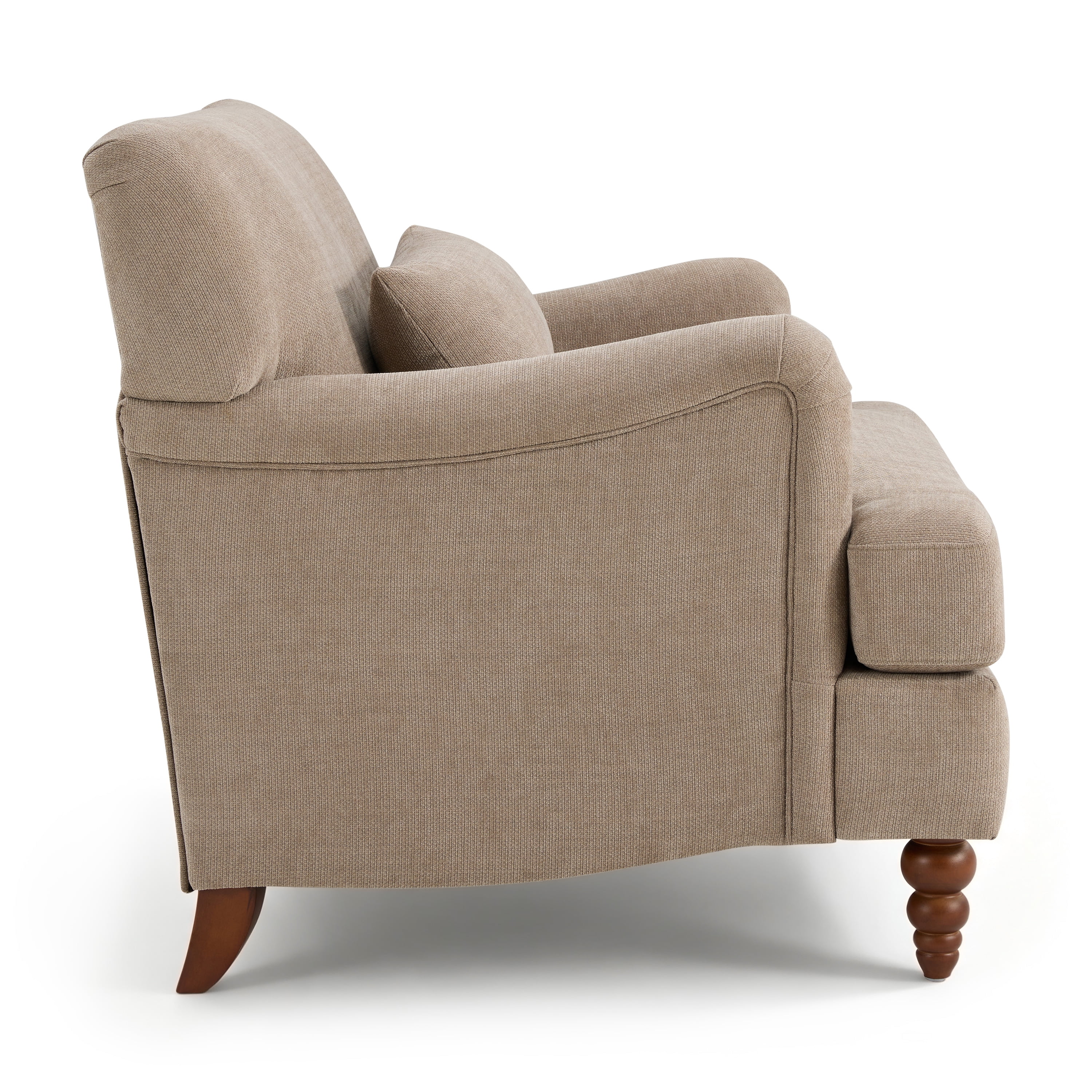 GARITIN Oversized Accent Chair 40.5 Inch, Modern Upholstered Armchair with Lumbar Pillow and Turned Wood Legs for Living Room, Light Brown