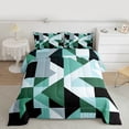 thumbnail image 2 of Manfei Geometric Abstract Queen Comforter Set, Green Square Rectangle Bedding Comforter Set, Teen Kid Child Adult Reversible Bedding Set, Luxury Bedroom Decor, 3 Pieces, 2 of 8