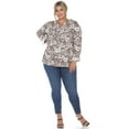 thumbnail image 4 of White Mark Women's Plus Size Pleated 3/4 Sleeve Floral Print Blouse, 4 of 5