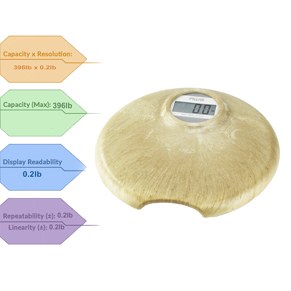 American Weigh Scales - Digital Body Bathroom Scale - Eco-friendly, Lightweight, 396lbs - 396TERA