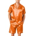 thumbnail image 3 of Resicozy Pajamas Set for Men Short Sleeve Button Down Shirts Shorts Pajamas Short Sleepwear Elegant Lounge Summer Pjs Sets Saffron XL, 3 of 6