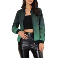 thumbnail image 5 of MODA NOVA Juniors Standing Collar Long Sleeve Full Zip up Short Bomber Jacket, 5 of 6