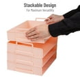 thumbnail image 4 of Mind Reader Stackable Paper Tray, Desktop Organizer, File Storage, Office, Plastic, 13.75"L x 10"W x 10.75"H, 4 Pcs., Pink, 4 of 7