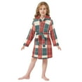thumbnail image 6 of FORMRS Niños Bathrobe Unisex Hooded Robe Soft Plush Pajamas Sleepwear, Size 4-6T, Vibrant Red Tartan Pattern, 6 of 7