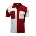 thumbnail image 5 of Ashirexll Mens Button up Shirts Short Sleeve, Big and Tall Shirts for Men, Fashion Color Matching Casual Loose Turndown Collar Pockets Short Sleeve Shirts, 5 of 7