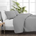 thumbnail image 4 of Bare Home Quilt Set - 3 Piece - Diamond Stitched Bedspread Coverlet - Full/Queen, Light Gray, 4 of 4