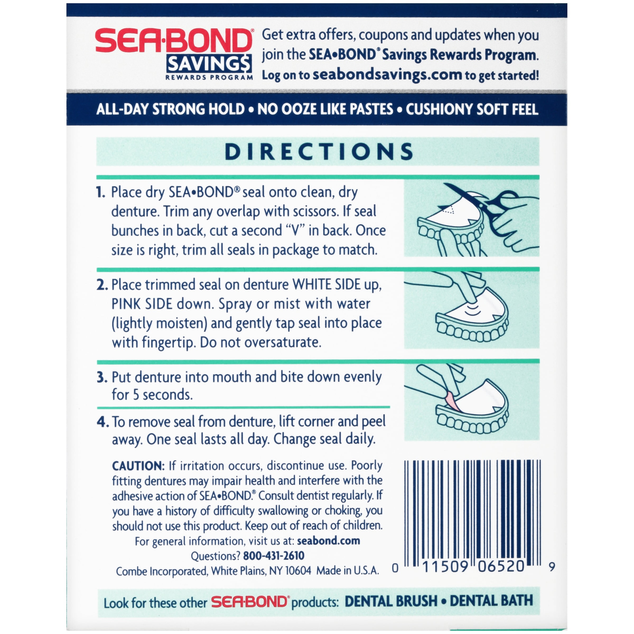 Sea-Bond® Fresh Mint Denture Adhesive Seals 36 ct Box