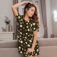thumbnail image 3 of Vsdgher Abeilles avec Motif de Fleurs Chemise de Nuit à Manches Courtes Col Rond Mignonne Robe de Nuit Confortable, 3 of 6