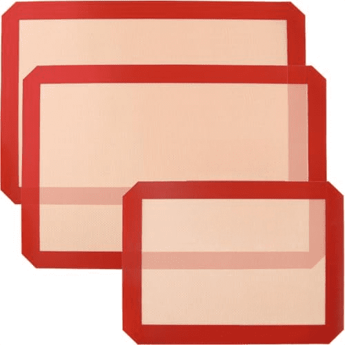 Silicone Baking Mat Set by (2 Half Sheet and 1 Quarter Sheet) Non Stick Cookie Baking Supplies for Bake Pans & Toaster Oven - Macaron/Pastry/Bun/Bread