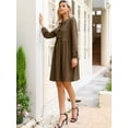thumbnail image 4 of DARING DIVA Babydoll Puff Long Sleeve Bow Tie Front Tunic Dress M Brown, 4 of 6
