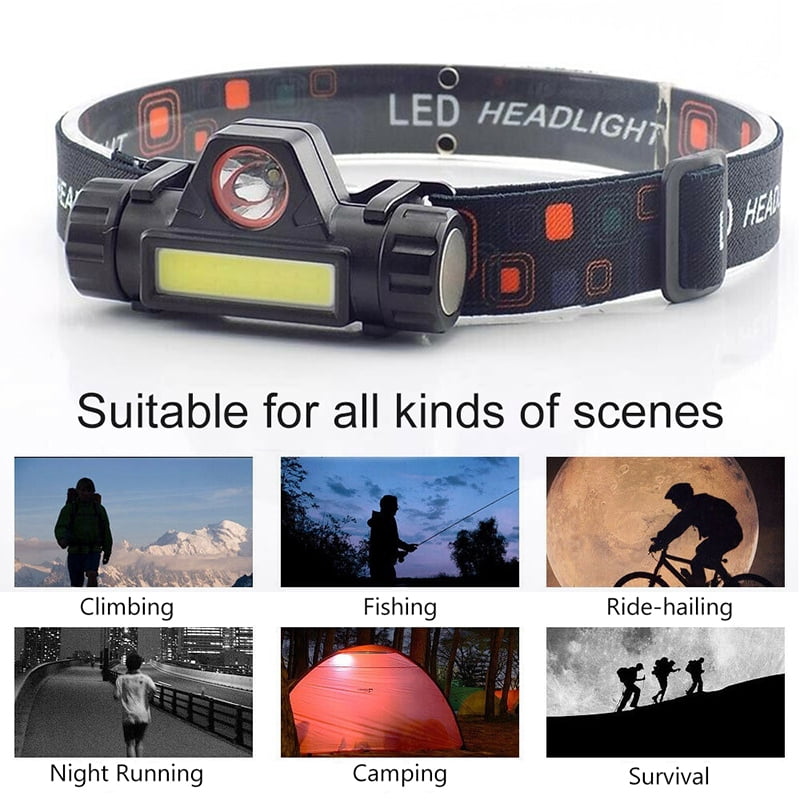 Torch for Running,Camping,Reading,Hiking,Kids,DIY &More Head Torches come with Batteries Lightweight & Comfortable HUOU LED Headlamp Super Bright