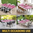 thumbnail image 5 of Pink Ribbon Table Cloths for 6 Foot Rectangle Tables, Wings Romantic Love Heart Flowers Retro Country Patio Waterproof Elastic Fitted Tablecloths, Washable Rectangular Table Cover for Camping, 5 of 8