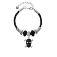 thumbnail image 2 of Delight Jewelry Silvertone Large Black Resin Skull with AB Crystals Aunt Celtic Knot Leather Bead Bracelet, 7"+2" Extender, 2 of 4