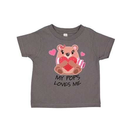 

Inktastic My Pops Loves Me- Bear and Hearts Gift Toddler Boy or Toddler Girl T-Shirt