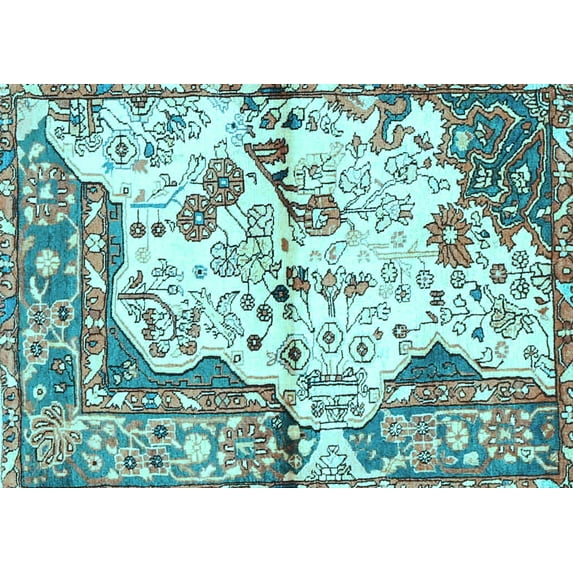 Ahgly Company Indoor Rectangle Persian Light Blue Traditional Area Rugs, 8' x 10'