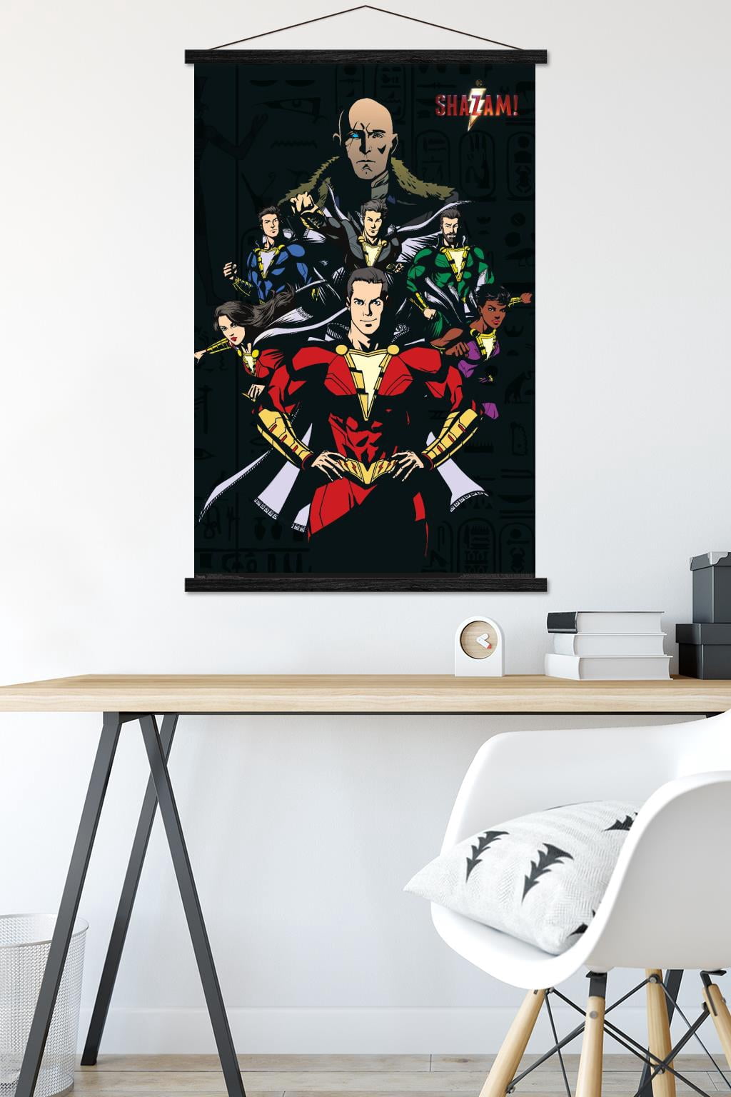 DC Comics Movie - Shazam - Group Wall Poster with Wooden Magnetic Frame, 22.375" x 34"