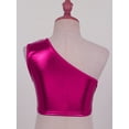 thumbnail image 6 of YONGHS Kids Girls Hip Hop Dance Vest Shiny Metallic Sport Crop Top 4-14 A Rose Red 4-6, 6 of 7