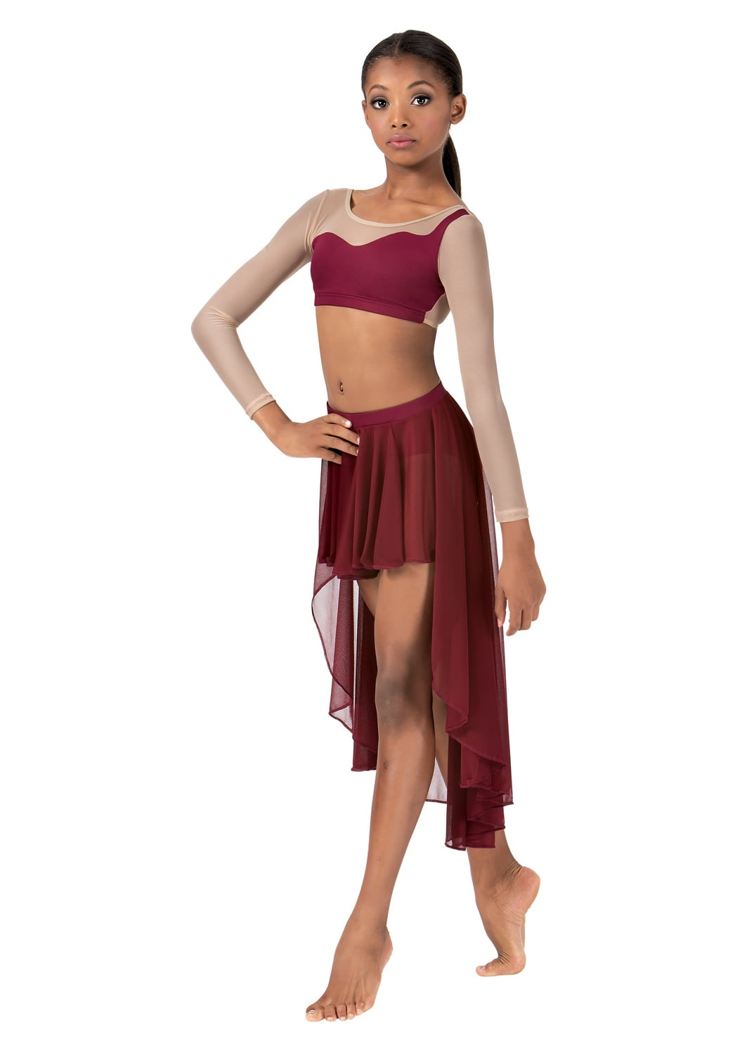 long sleeve dance crop top