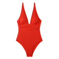 thumbnail image 2 of Women's One Piece Swimsuit Fashion Deep V Neck Adjustable Straps Bathing Suit Low Back Beach Swimwear (XL, Red), 2 of 6
