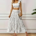 thumbnail image 4 of WMTBSRSW Two Piece Outfits for Women Floral Flowy Sleeveless Cropped Tank Tops and Tiered Ruffle Maxi Skirt Set Lightweight Casual Beach Vacation Sets, 4 of 6